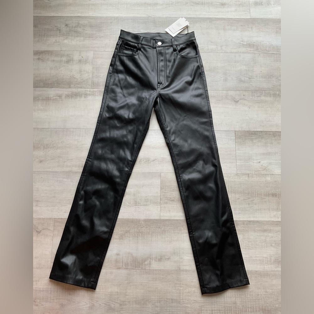 7 For All Mankind Black Leather Look Pants